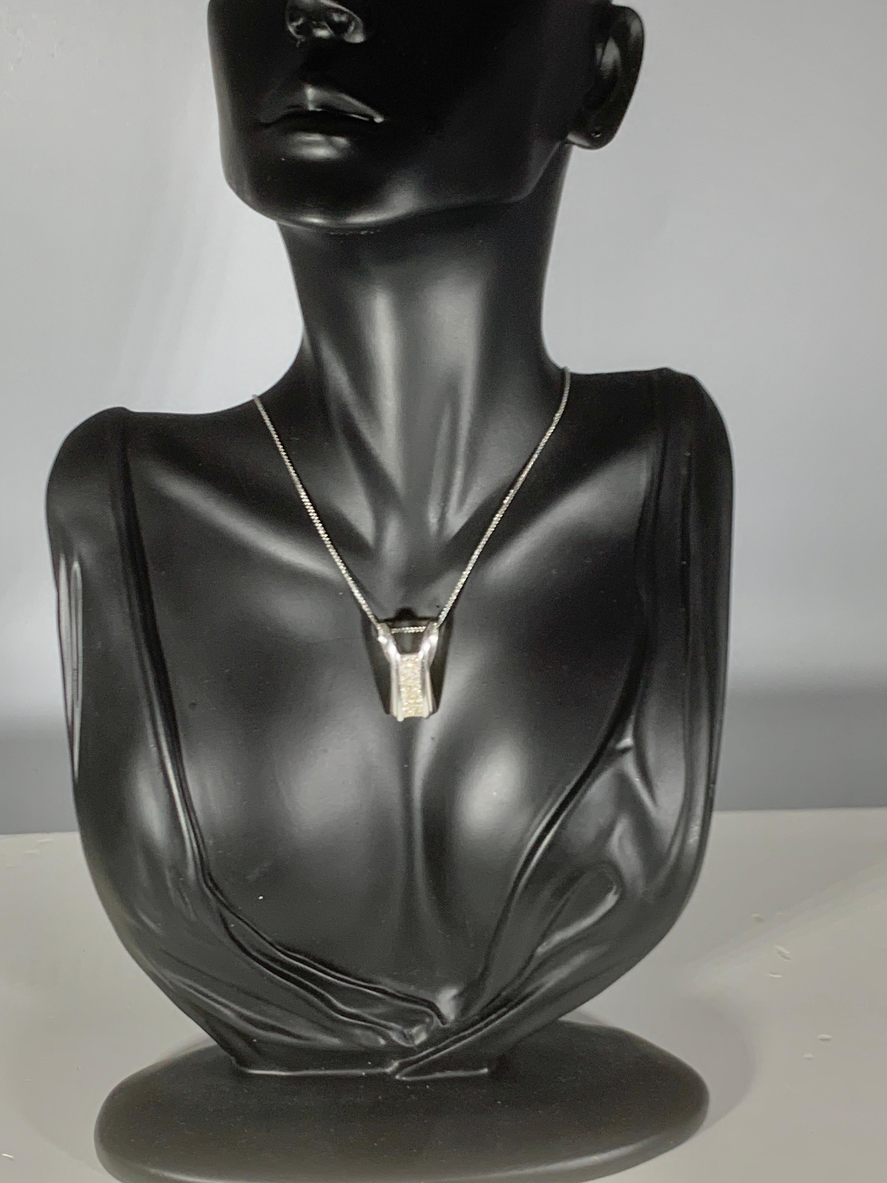 2.2 Carat Princess Cut Diamond Pendant/ Necklace 14 Karat White Gold with Chain 5