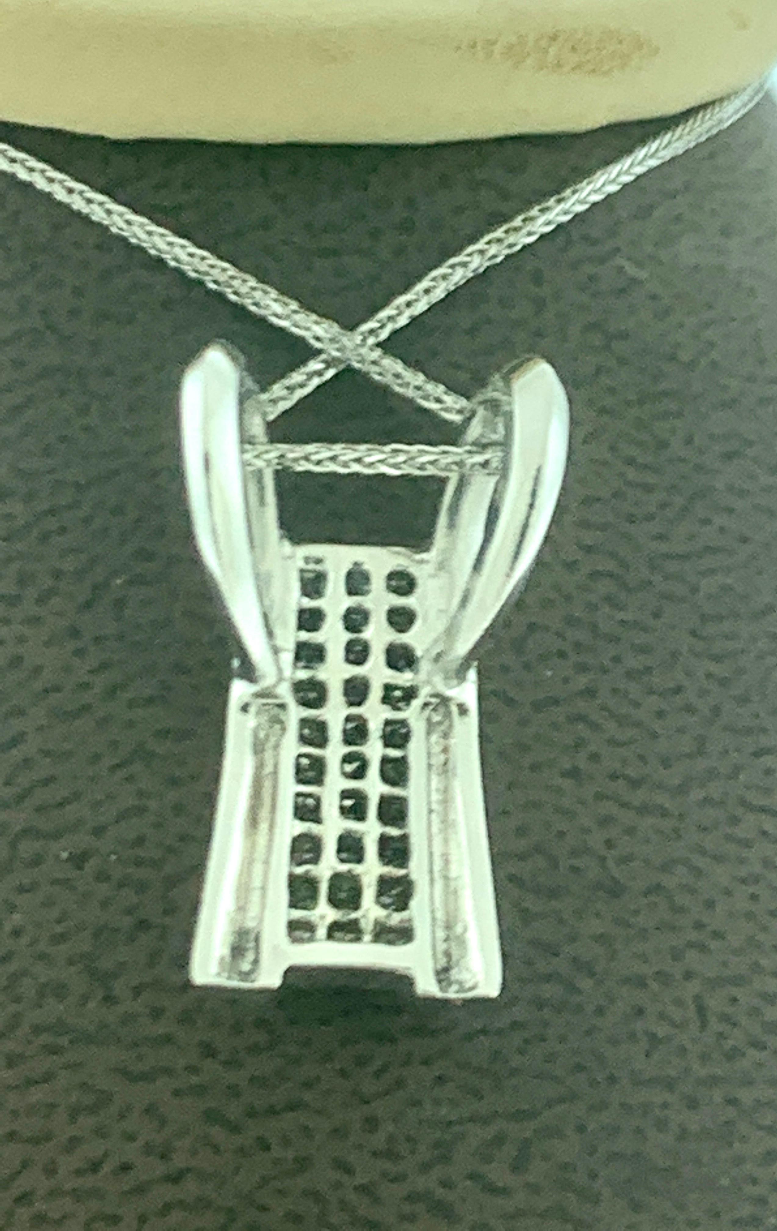 2.2 Carat Princess Cut Diamond Pendant/ Necklace 14 Karat White Gold with Chain 6