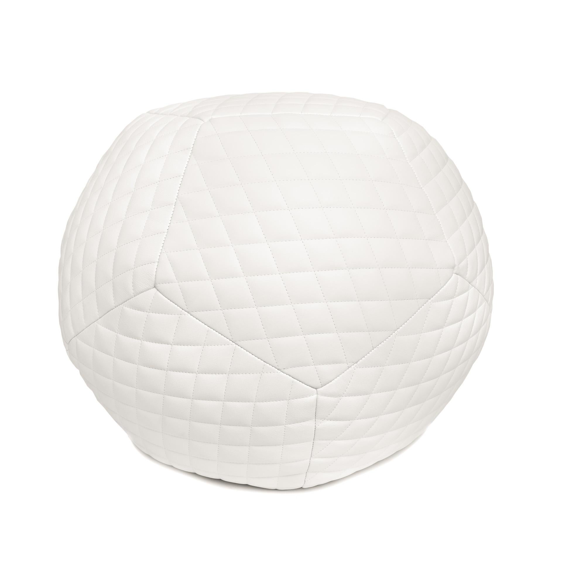 Featured with diamond banded detailing, the Diamond Ottoman is inspired by fundamental geometry. These structured and supportive round ball ottomans are designed to function as a traditional leg rest, add a twist to secondary living room or dining