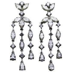 22 Fancy Diamond Collection 18 Karat White Gold Earrings 6.15 grams