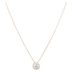 Collar Colgante Solitario de Diamantes de Corte Redondo de 0,40 Quilates en Oro Blanco de 14k de 22 Pulgadas
