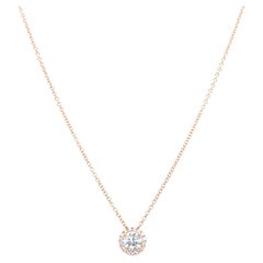 Collier à pendentif solitaire en or blanc 14 carats avec diamants taille ronde de 1,10 carat