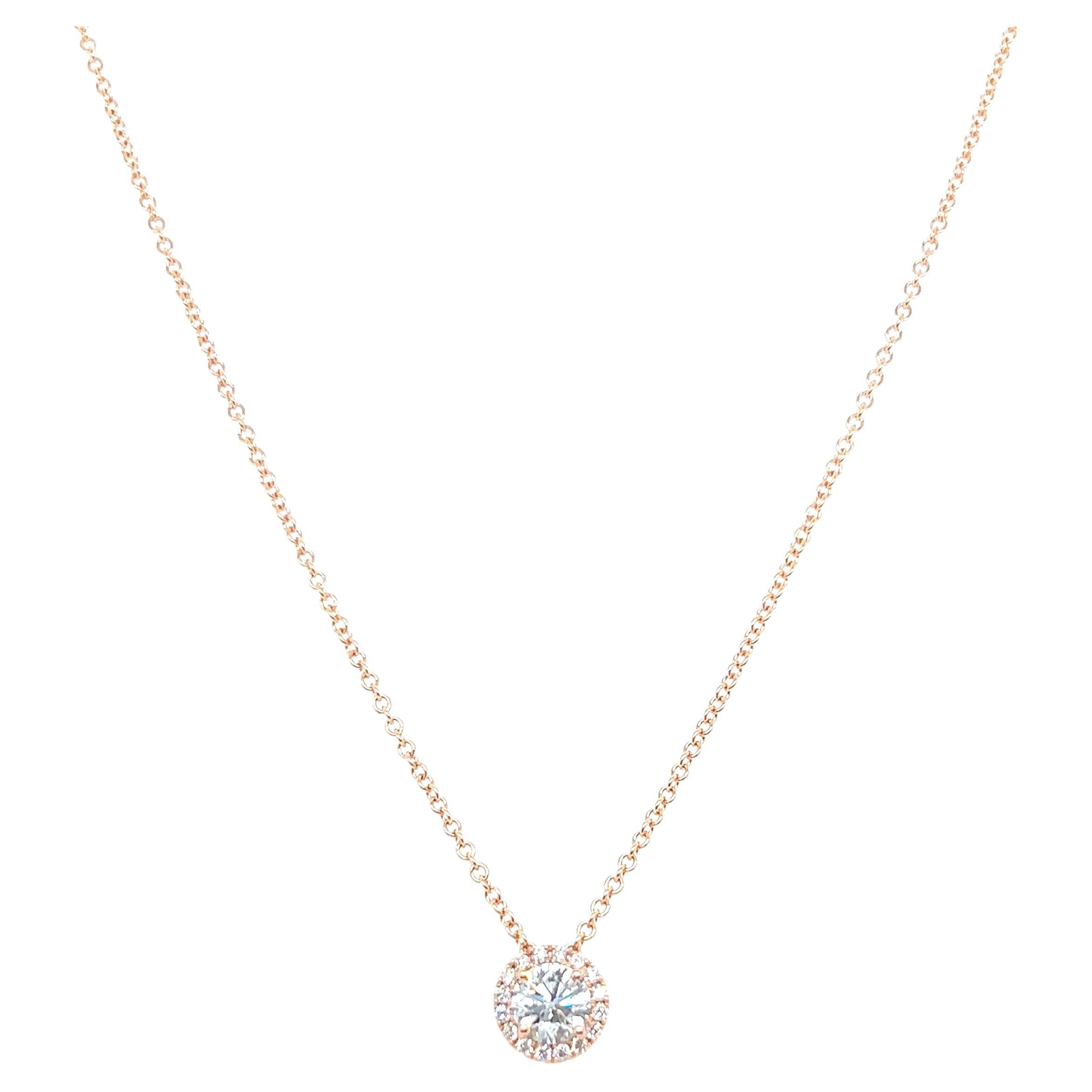 14k Yellow Gold 0.40 Carat Round Cut Diamond Solitaire Pendant Necklace