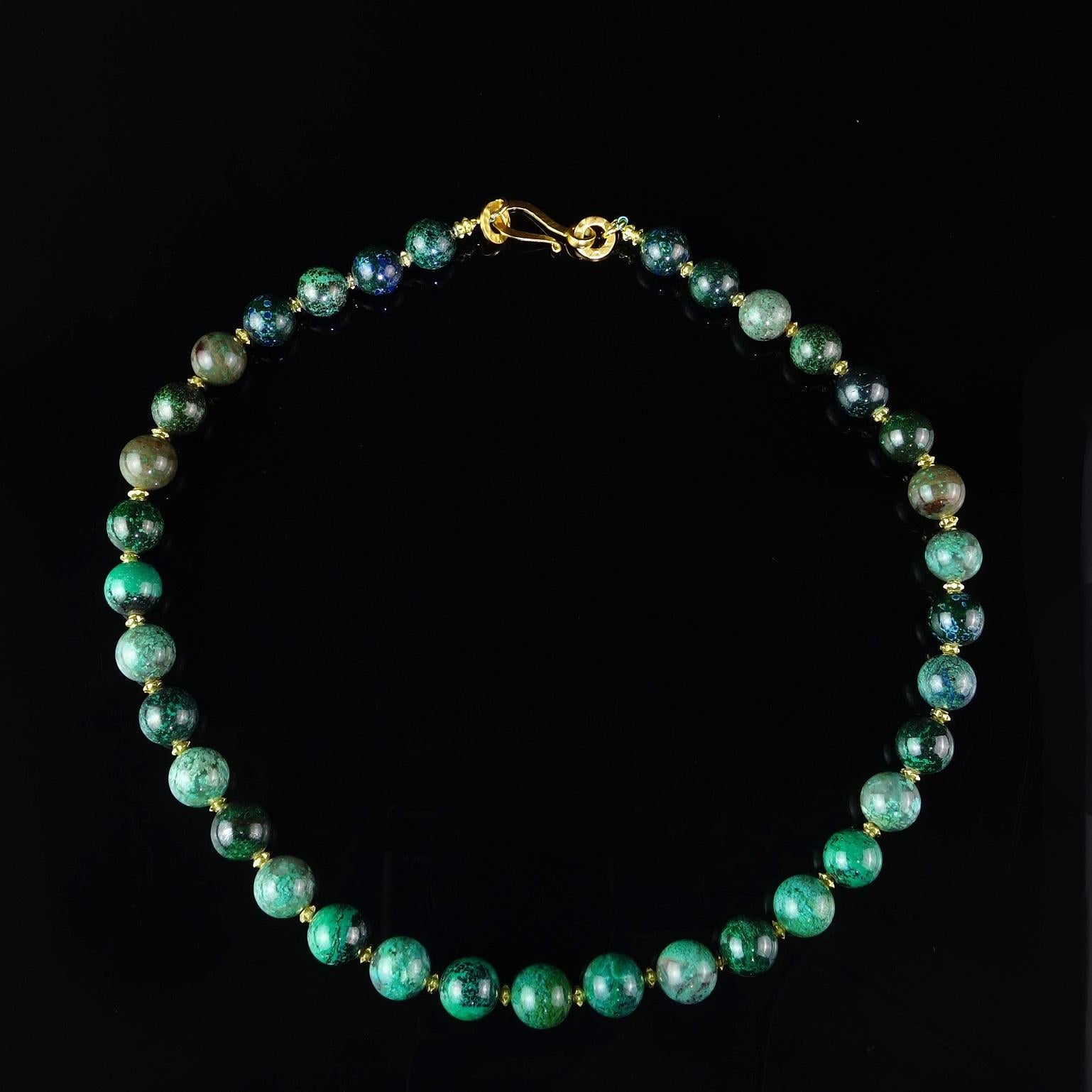 AJD Stunning Green Congolese Chrysocolla Necklace In New Condition In Raleigh, NC