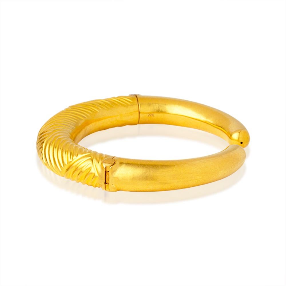Women's or Men's 22 K Gold Hammered Tapered form Greek Inspired Crab Bracelet