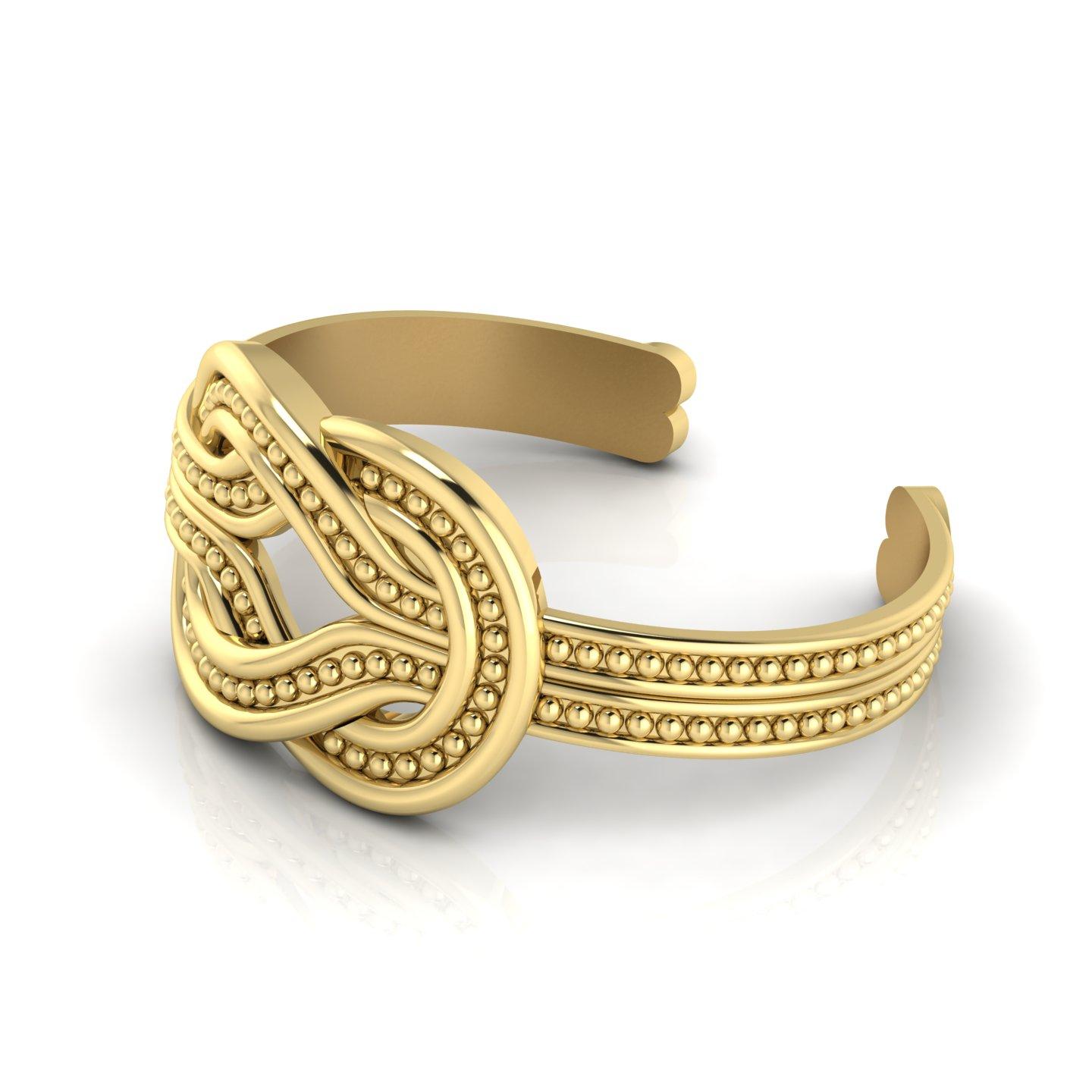Bracelet manchette en or 22 carats avec nœud d'Hercule Neuf - En vente à Brooklyn, NY