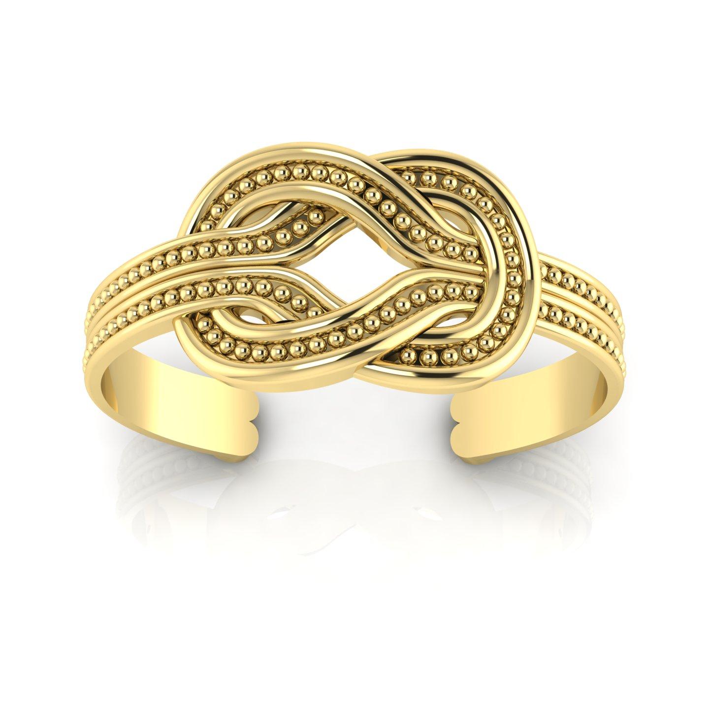 Bracelet manchette en or 22 carats avec nœud d'Hercule Unisexe en vente