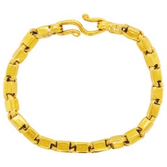 22k Baht Chain Bracelet Extra Large XL Long Thick 22 Karat Pure Gold, 22kt, 22k