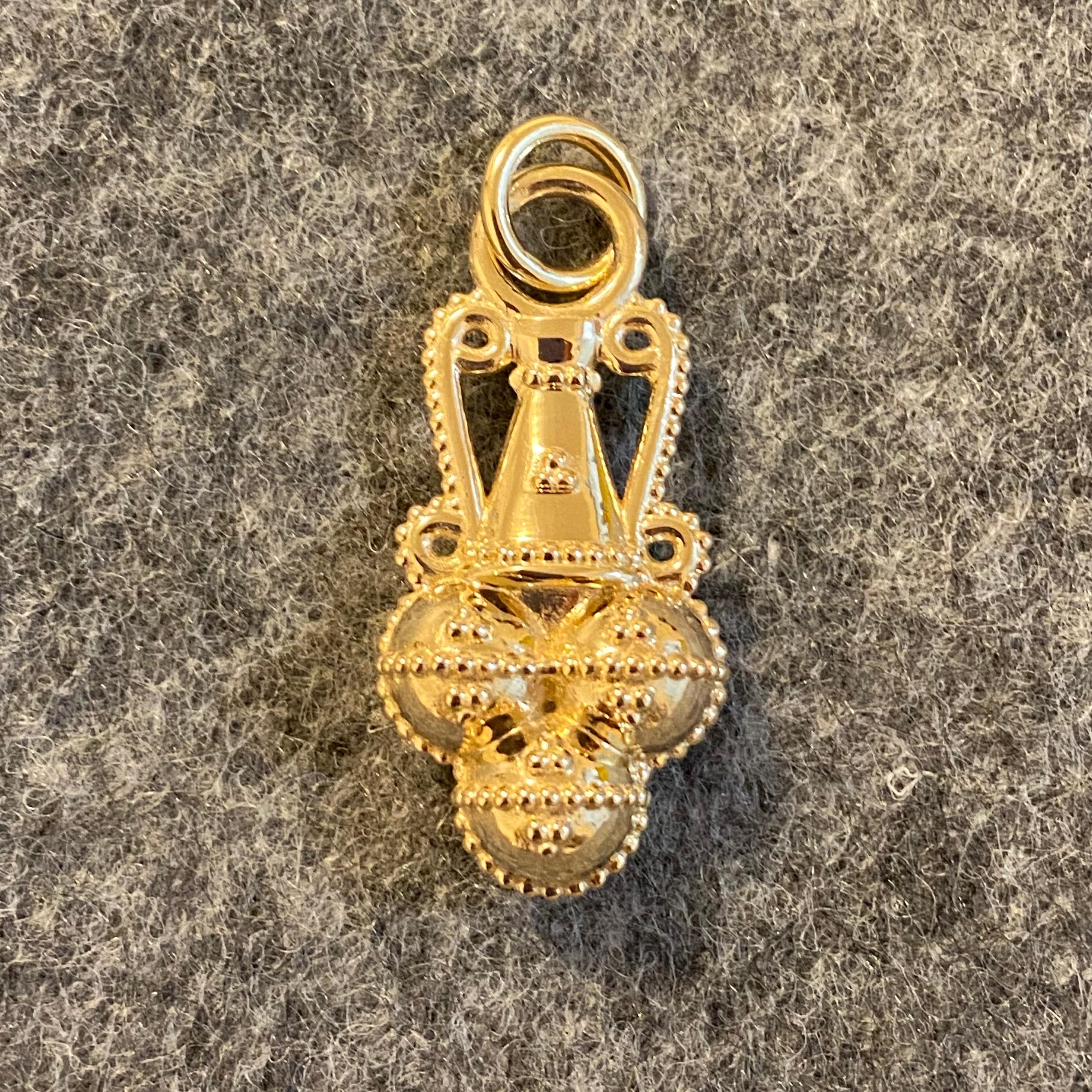 22 Karat Yellow Gold Amphora Pendant by ROMAE Jewelry - Inspired by Ancient Designs. Our distinctive Parthia pendant recalls the shape of an ancient amphora or storage and shipping container, complete with ornamental volute 