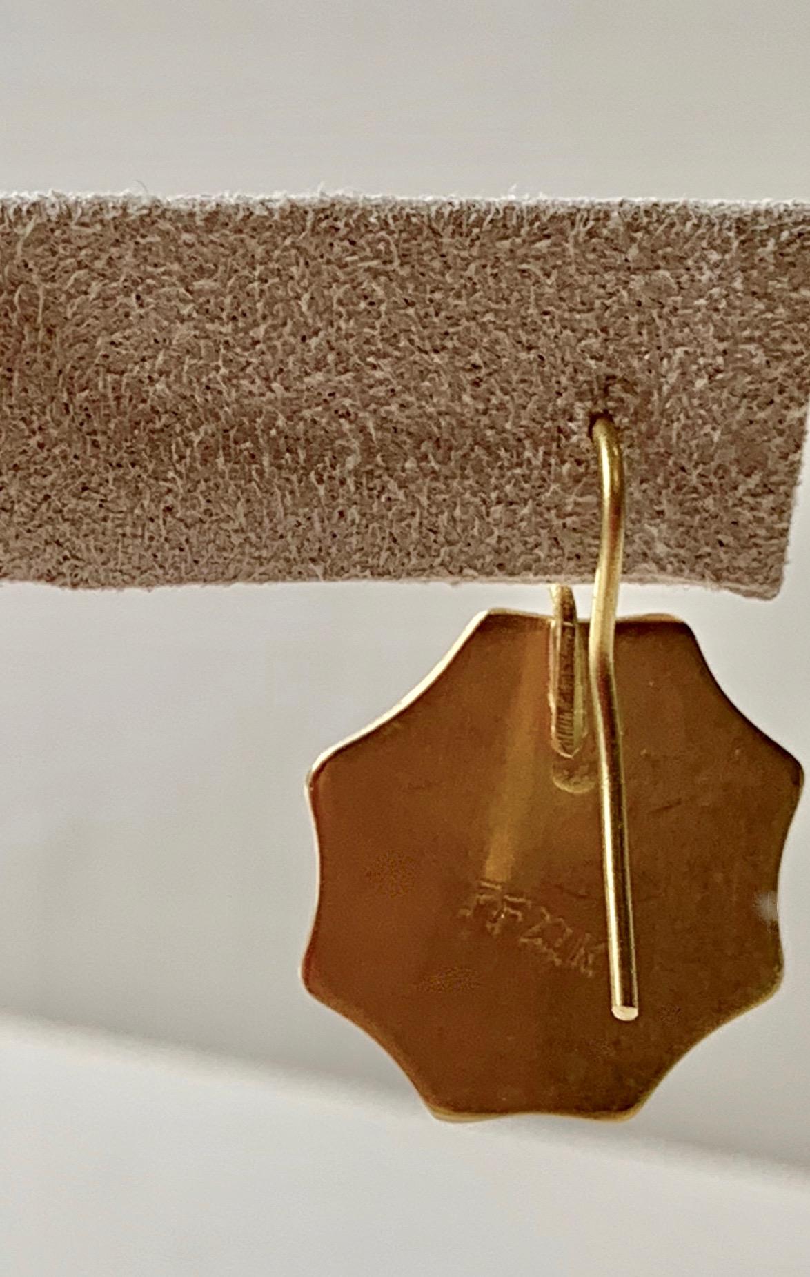 Artisan 22 Karat Gold and Cabochon Garnet Earrings