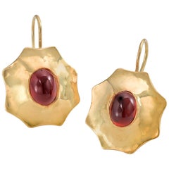22 Karat Gold and Cabochon Garnet Earrings