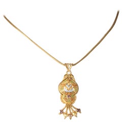 22 Karat Gold and Diamond Pendant Necklace