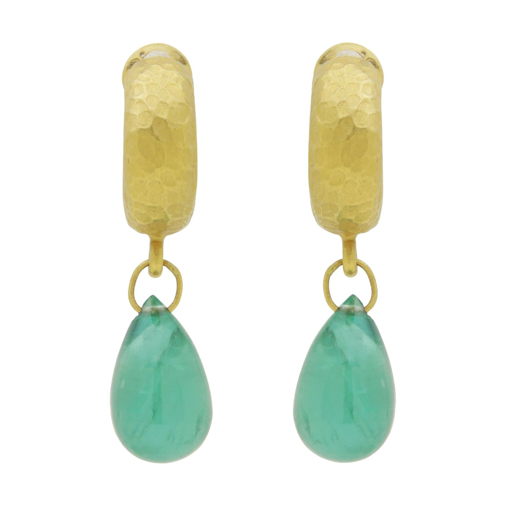 22 Karat Gold and Emerald Drop Earrings