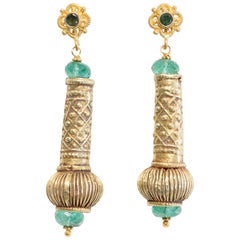 22 Karat Gold and Emerald Earrings