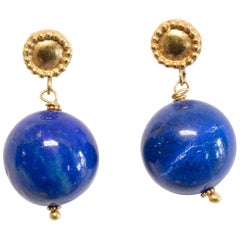 22 Karat Gold and Lapis Lazuli Drop Earrings