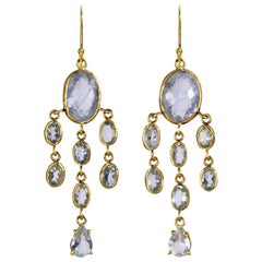 Margery Hirschey 22 Karat Gold Aquamarine Chandelier Earrings