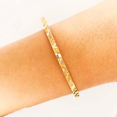 22 Karat Gold Bangle Bracelet, Yellow Gold Custom Texture Bangle, Good Luck