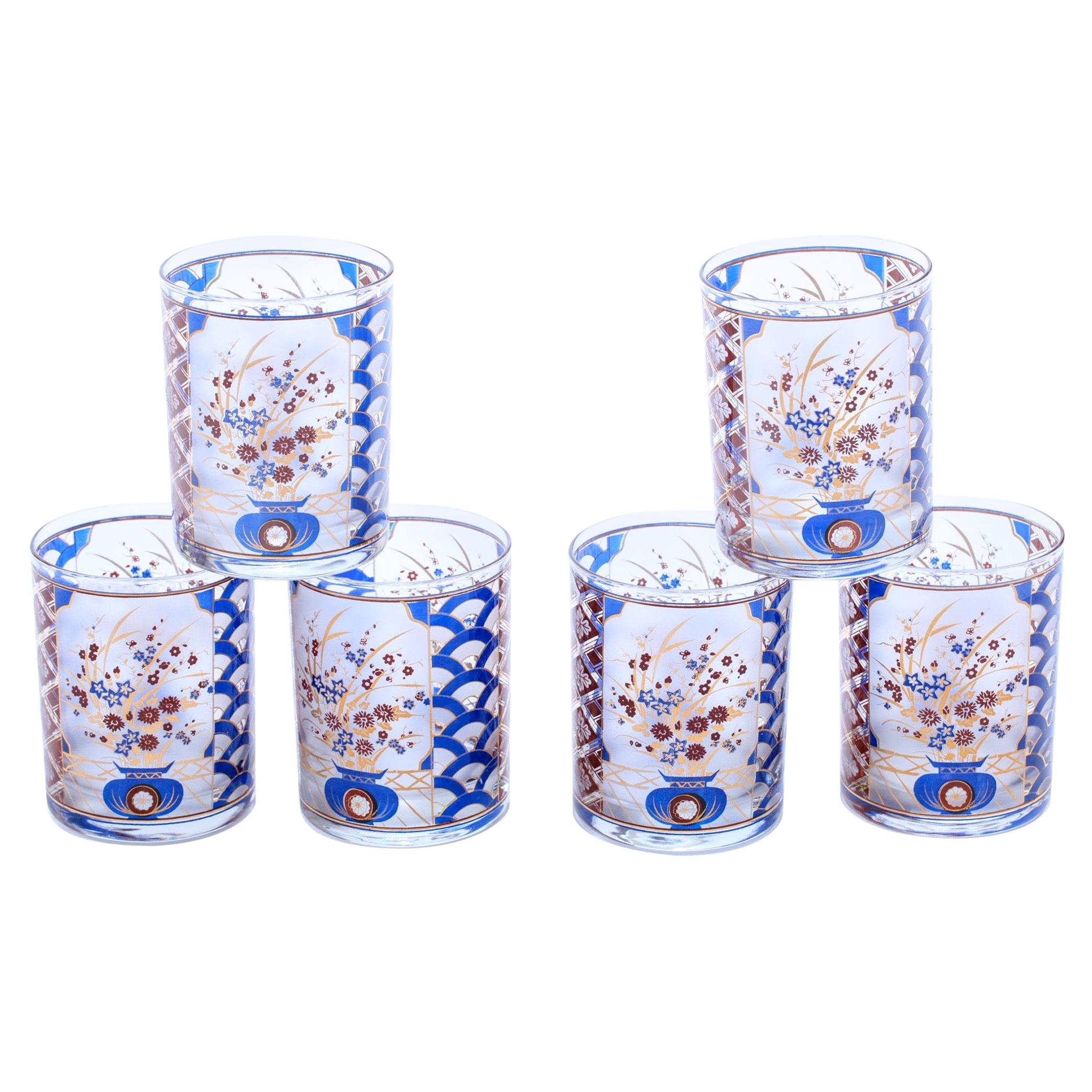 22-Karat Gold Chinoiserie Themed Rocks Glasses, circa 1960s