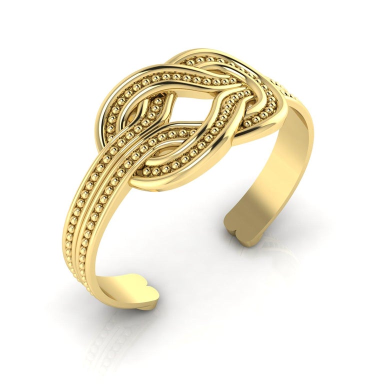 Women's or Men's 22 Karat Gold Cuff Bracelet by Romae Jewelry Inspired by Ancient Designs For Sale