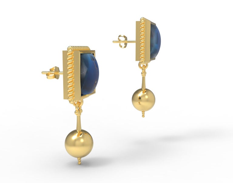 22K Yellow Gold Dangle Earrings by Romae Jewelry Inspired by an Ancient Roman Design. Our 22K gold dangle 