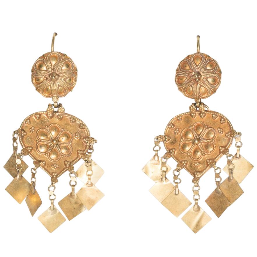 22 Karat Gold Dangle Earrings, India at 1stDibs gold drop earrings india