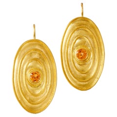 22 Karat Gold Earrings with Mandarin Garnets