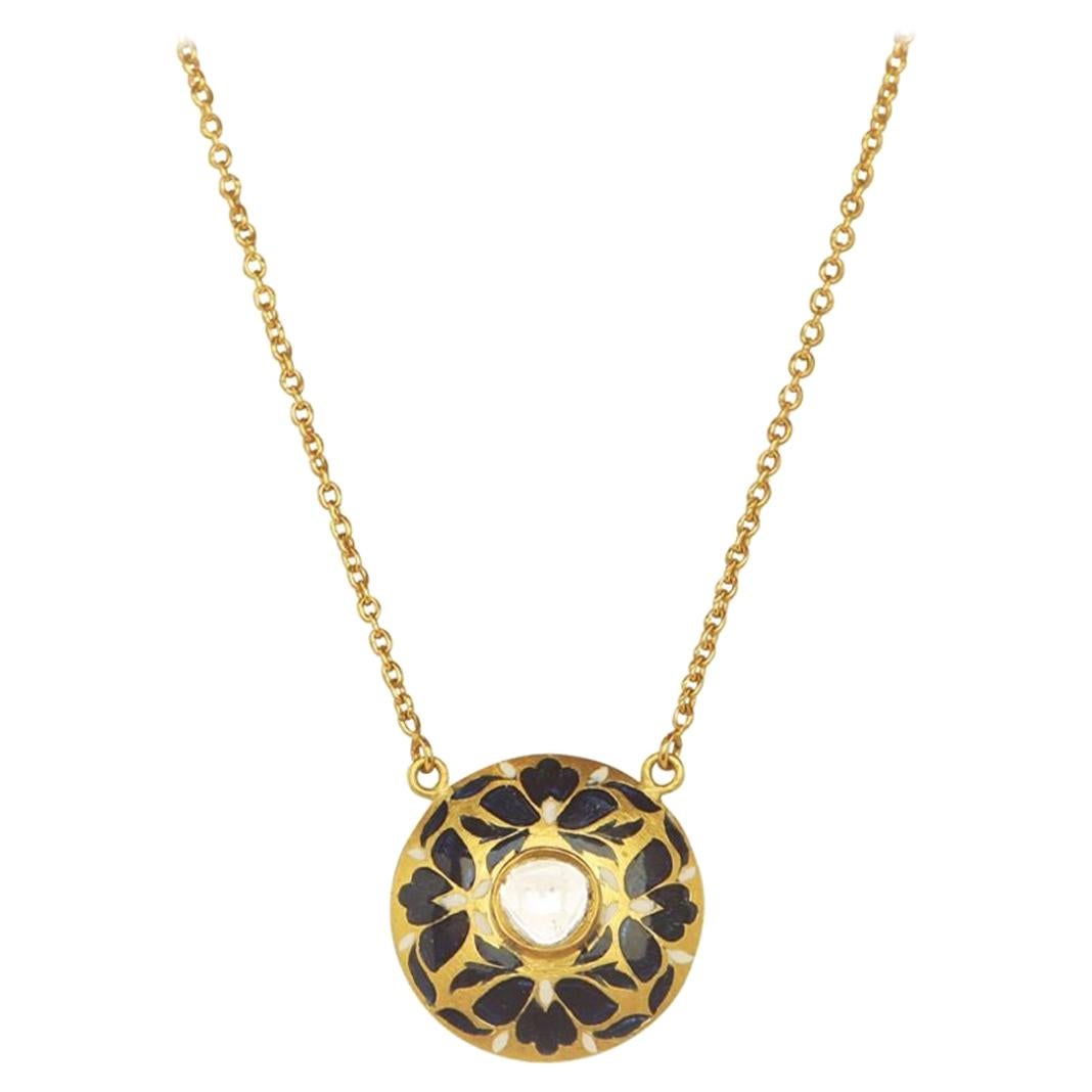 22 Karat Gold, Enamel and Diamond Charm Necklace