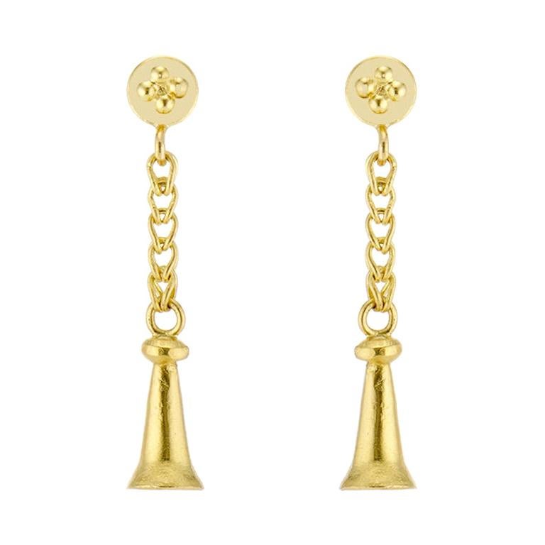 Gold Granulated Mini Bluebell Dangle Drop Earrings