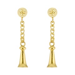 Gold Granulated Mini Bluebell Dangle Drop Earrings