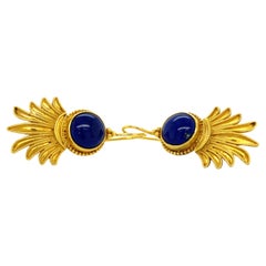 22 Karat Gold Greek Revival Blue Lapis Drop Earrings