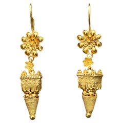 22 Karat Gold Greek Revival Earrings