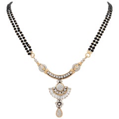 22 Karat Gold Handmade Mangalsutra Necklace Indian Bridal Jewelry with Diamonds