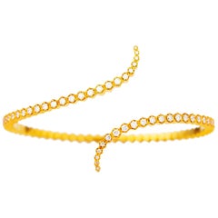 22 Karat Gold Honeycomb Form Flexible Diamond Cuff Bracelet