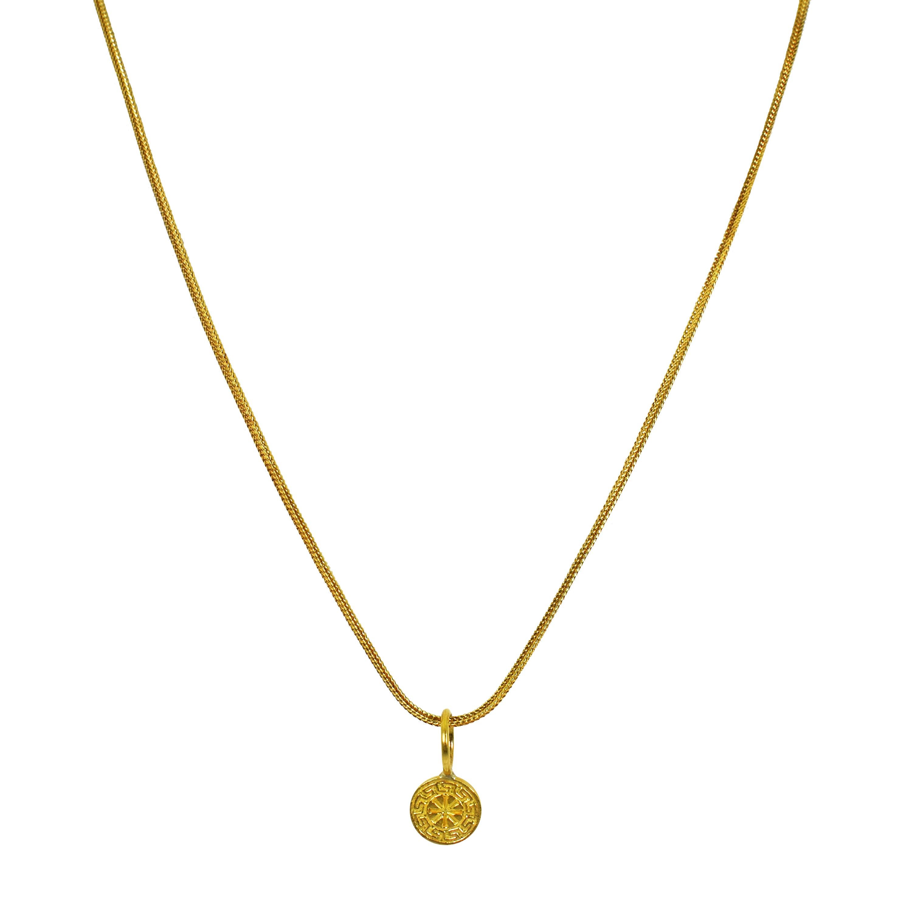 22 Karat Gold Ixthus Charme an 18 Karat Kette Halskette (Zeitgenössisch) im Angebot