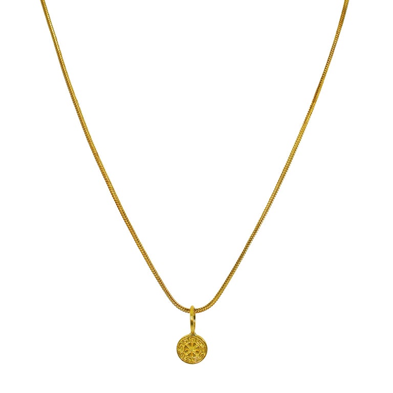 Contemporary 22 Karat Gold Ixthus Charm on 18 Karat Chain Necklace For Sale