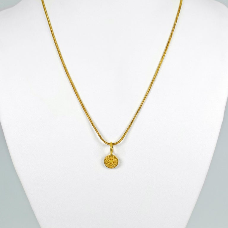 Women's or Men's 22 Karat Gold Ixthus Charm on 18 Karat Chain Necklace For Sale