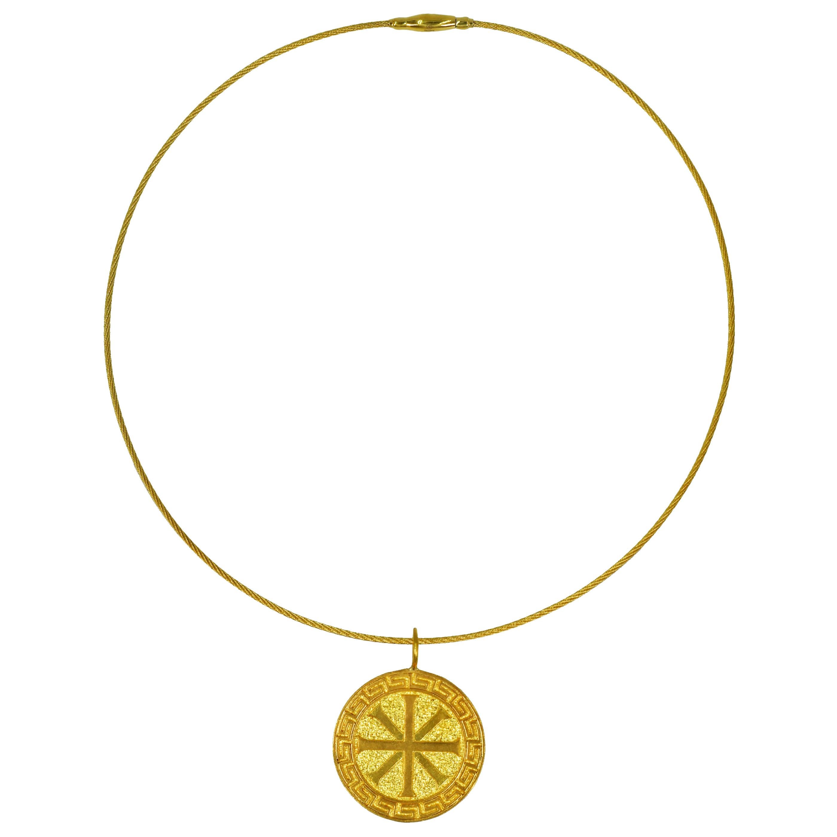 22 Karat Gold Ixthus Charm Pendant Necklace