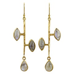 Margery Hirschey 22 Karat Gold Labradorite Stick Earrings