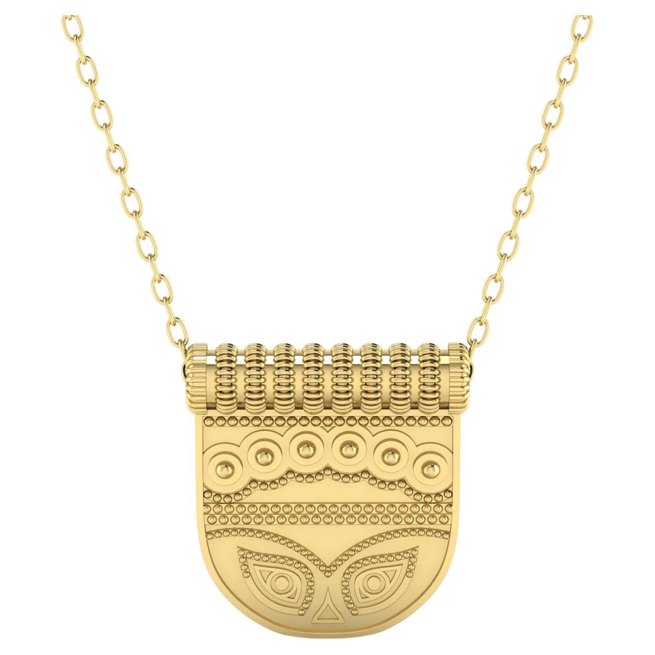 22 Karat Gold Mask Necklace by Romae Jewelry Inspired by an Ancient Design