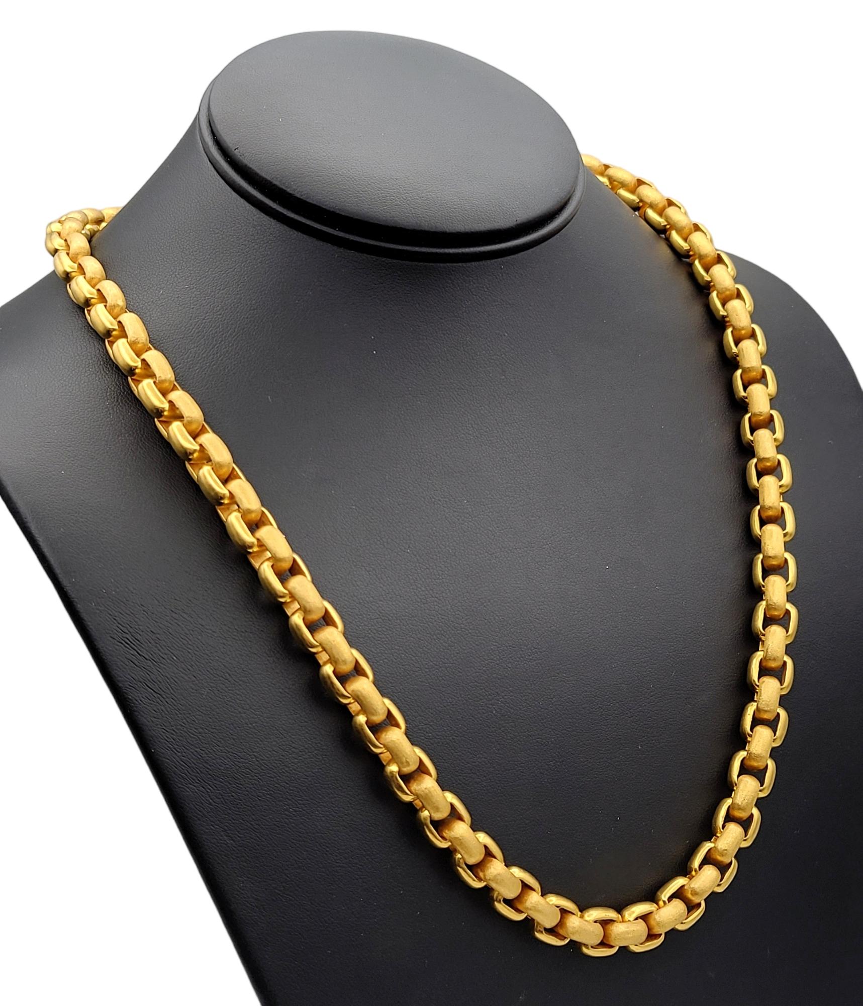 22 Karat Gold Matte & Polished Squared Rolo Chain Link Necklace 3