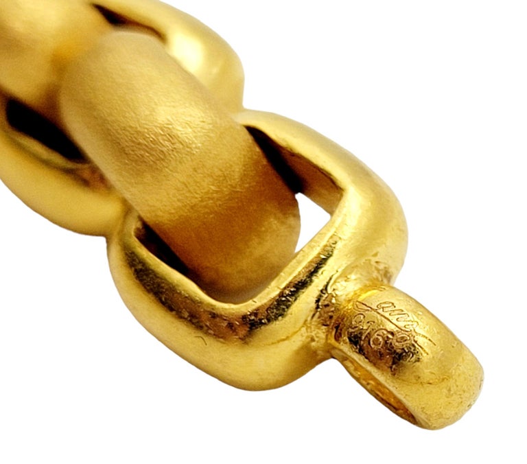 22 Karat Gold Matte and Polished Squared Rolo Chain Link Necklace For