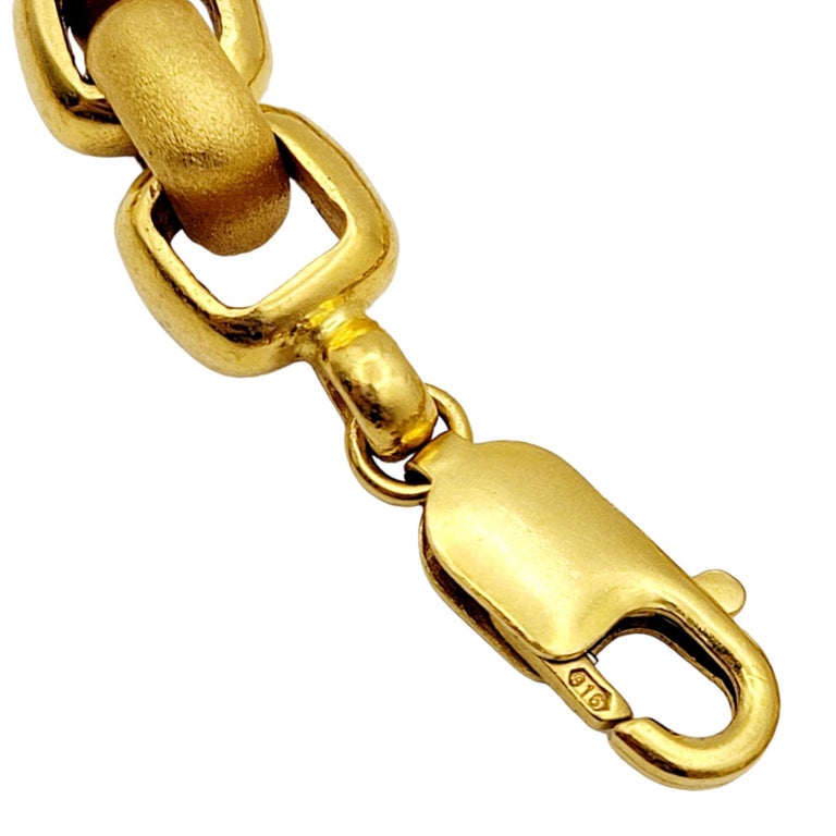 22 Karat Gold Matte and Polished Squared Rolo Chain Link Necklace For
