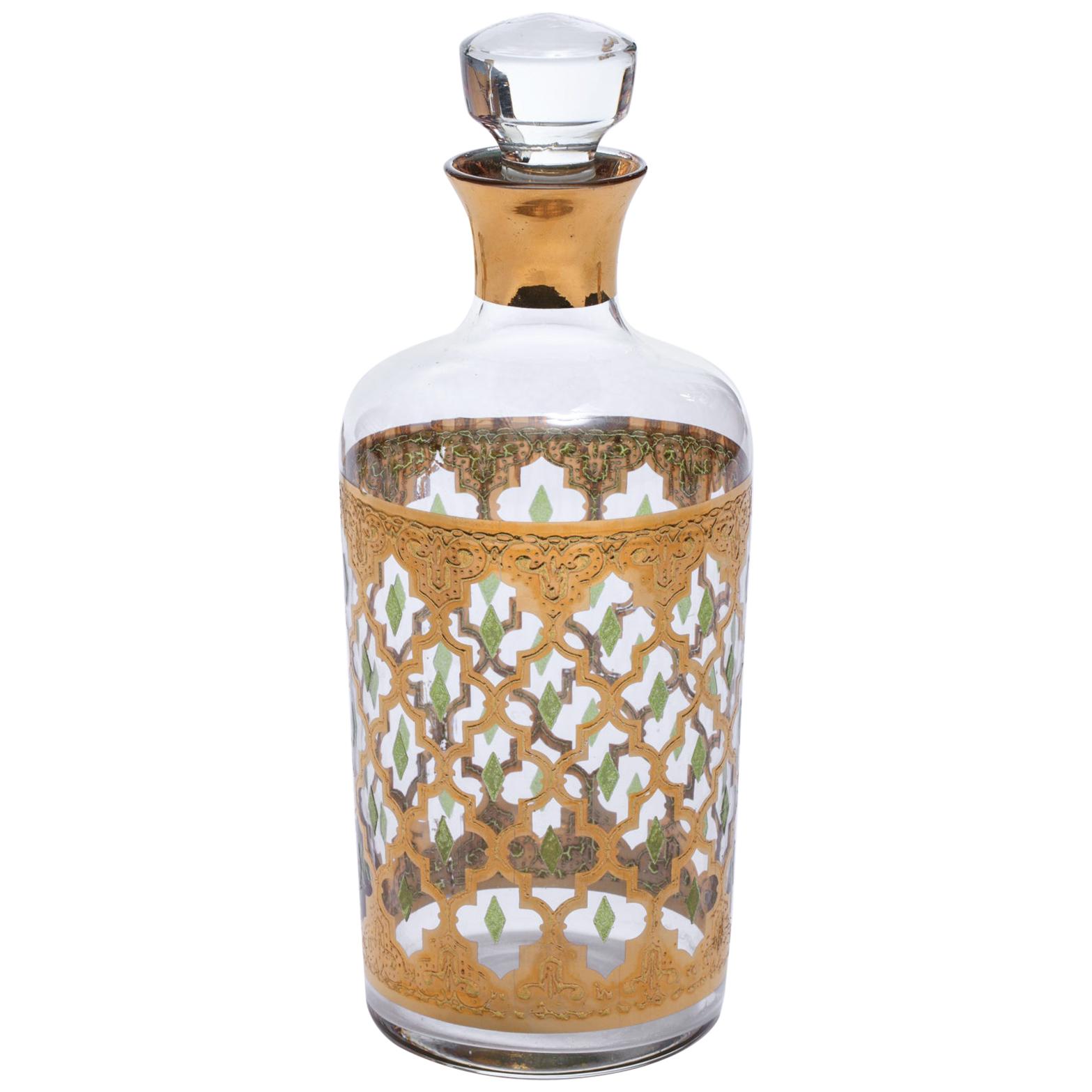 22-Karat Gold Moroccan Themed Vintage Decanter, circa 1965