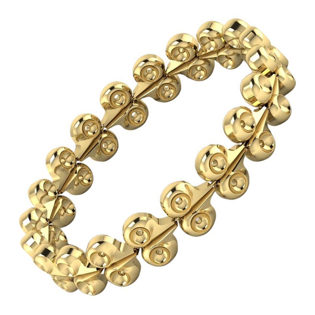 Pulsera de eslabones Flor de Lirio de oro de 22 quilates inspirada en Micenas