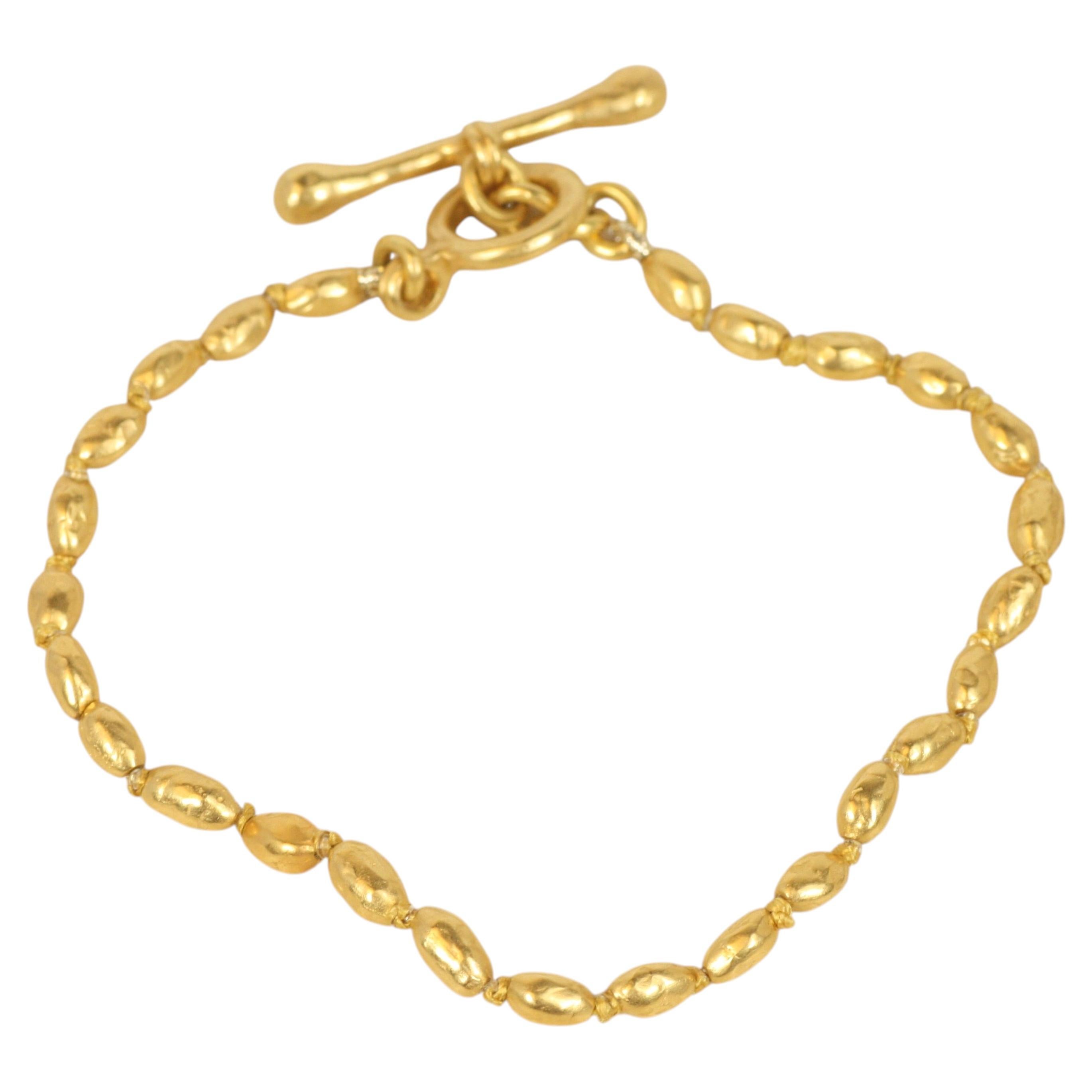 Pulsera de pepitas de oro de 22 quilates con cierre basculante en venta