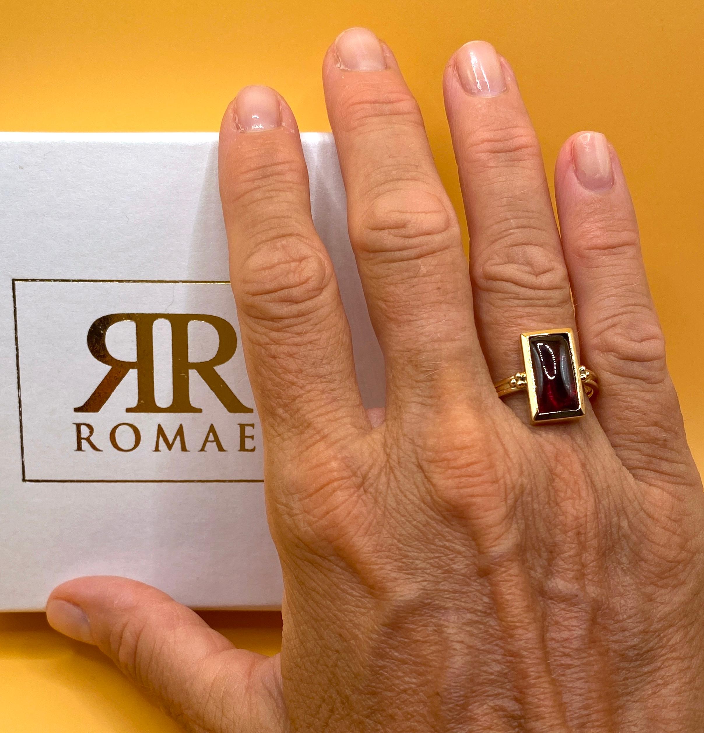 For Sale:  22 Karat Gold Garnet Ring by Romae Jewelry - Inspired by Ancient Designs 4