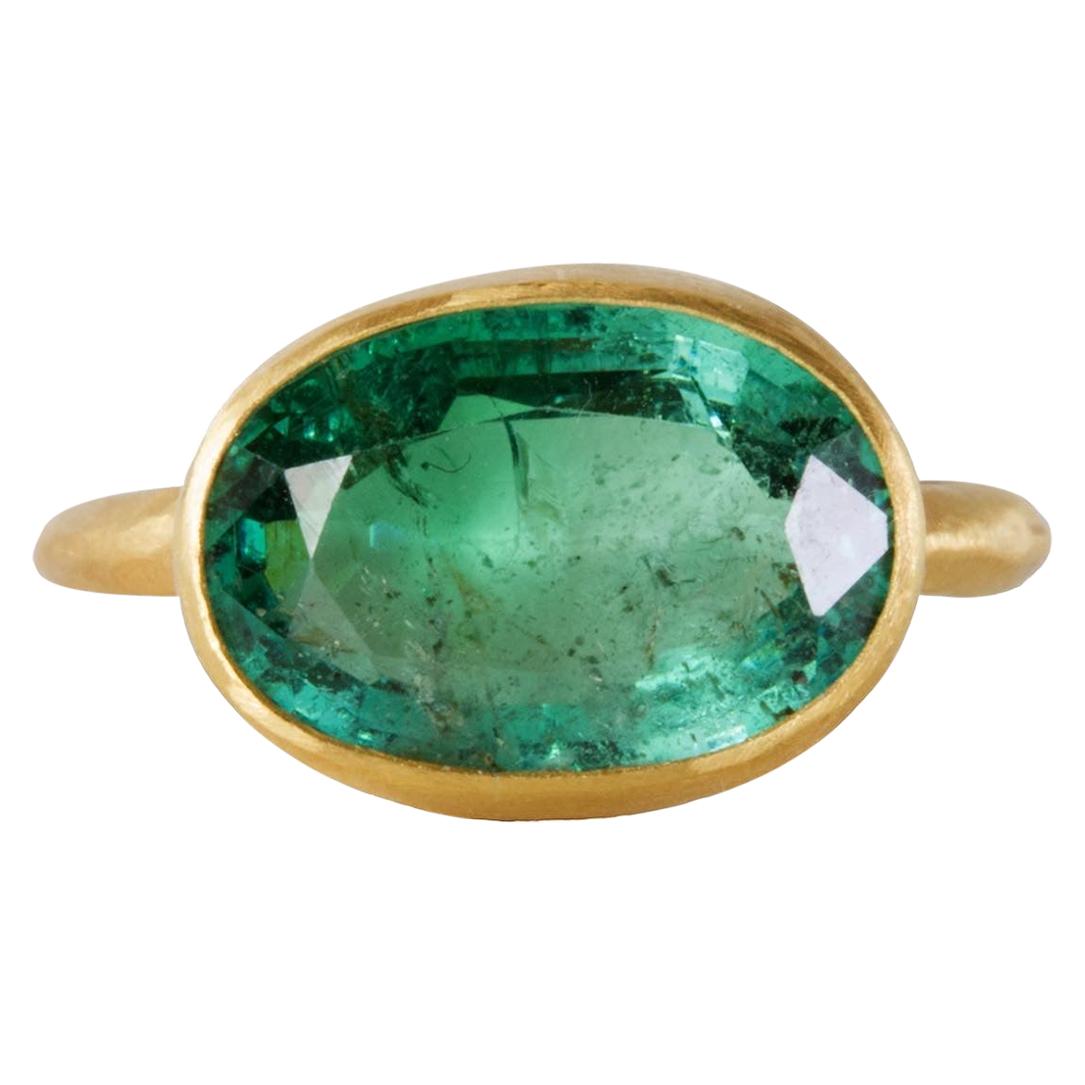 Margery Hirschey 22 Karat Gold Ring with 5.09 Carat Oval Emerald