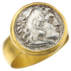 22 Karat Gold Ring with Ancient Silver Coin