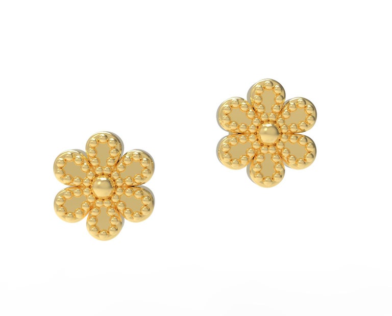 Classical Greek 22 Karat Gold Rosette Earrings by Romae Jewelry Inspired by Ancient Designs For Sale