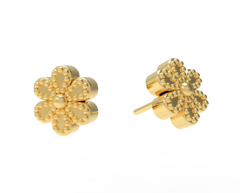 22 Karat Gold Rosette Earrings by Romae Jewelry Inspired by Ancient Designs In New Condition For Sale In Brooklyn, NY
